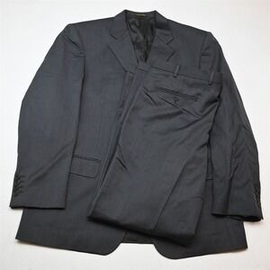 Vtg Y2K 2000s Boxy Principe Italy Made 40R 36x32 Gray Brown Striped Wool Suit